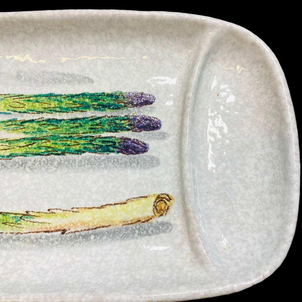 Asparagus Plate Hand Painted Italy 10”x5&3/4” Ceramic Serving Tray Dish Handmade - Picture 9 of 13